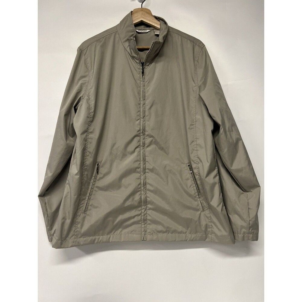 Ping Golf Lightweight Jacket Full Zip Beige Tan Pockets Size Large Men’s